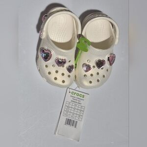 NWT Crocs Classic Iridescent Hearts Clogs Toddler Girl C7